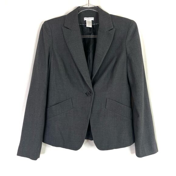 Worthington | Dark Gray Stretch Single Button Blazer Polyester Blend 6 - Picture 1 of 6